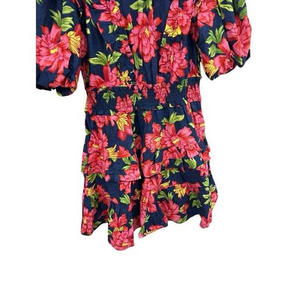 Walter Baker Ciara Floral Puff Sleeve Cotton Minidress Blue Pink M READ - Picture 5 of 10